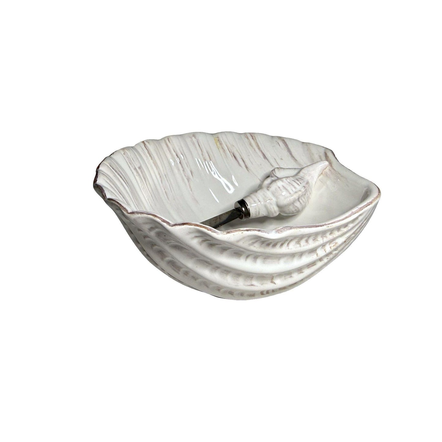 Shell-Shaped Ceramic Dish & Spreader Set By The Royal Standard