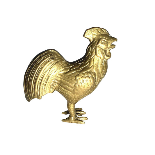 Vintage Brass Rooster Figurine 6" Tall