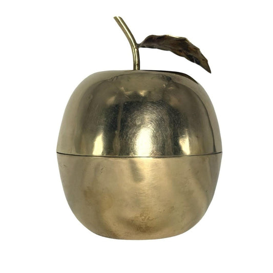 Vintage Brass Apple-Shaped Trinket Box With Removable Lid For Keepsakes