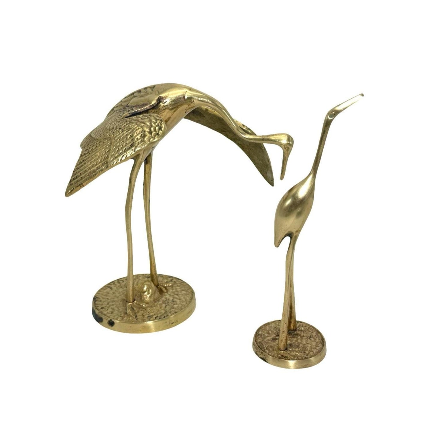 Vintage Brass Heron, Crane, Bird Figurine Set of 2