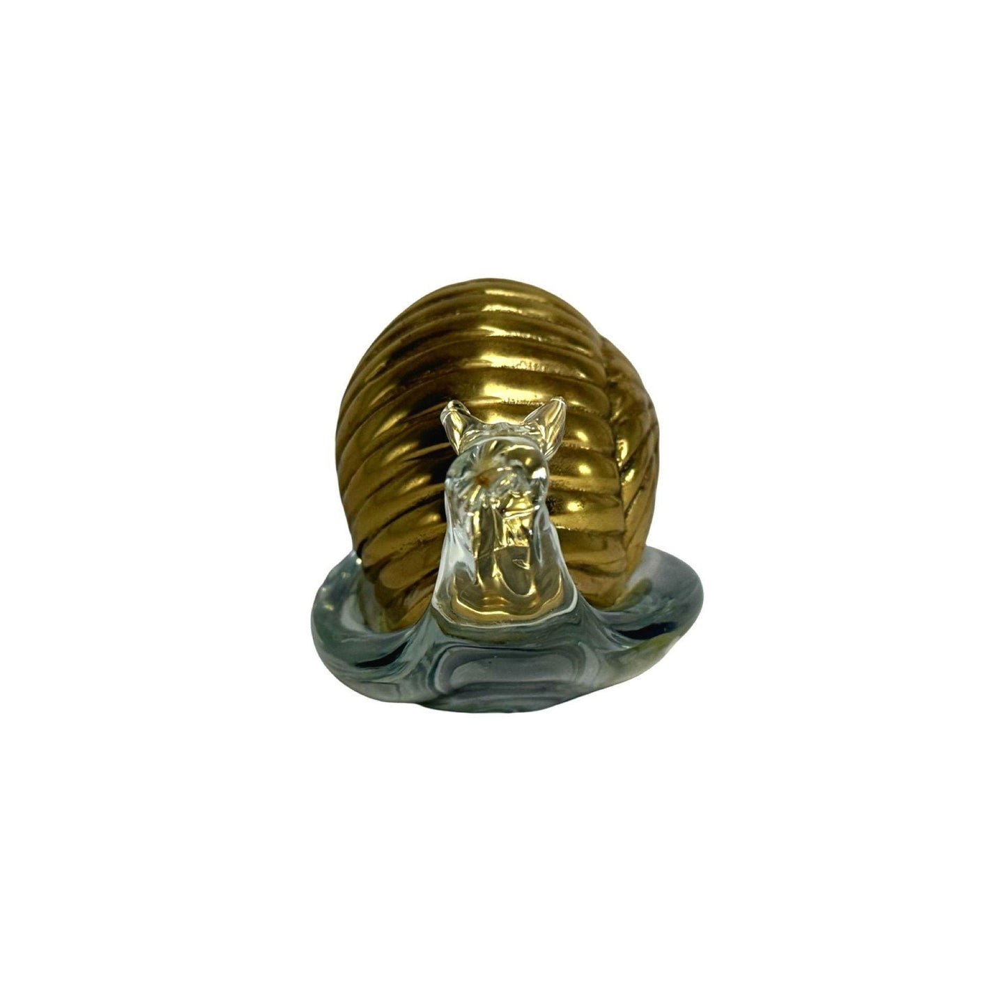 Brass & Glass Snail Figurine Sculpture Decorative Art Collectible 5x2.5 Inches