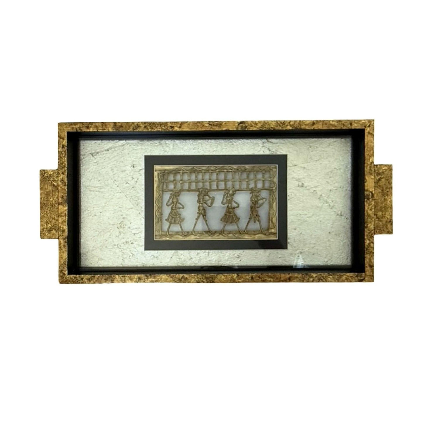 Bombay Tribal Art Tray/Wall Frame With Brass Detailing Unique Home Décor Piece