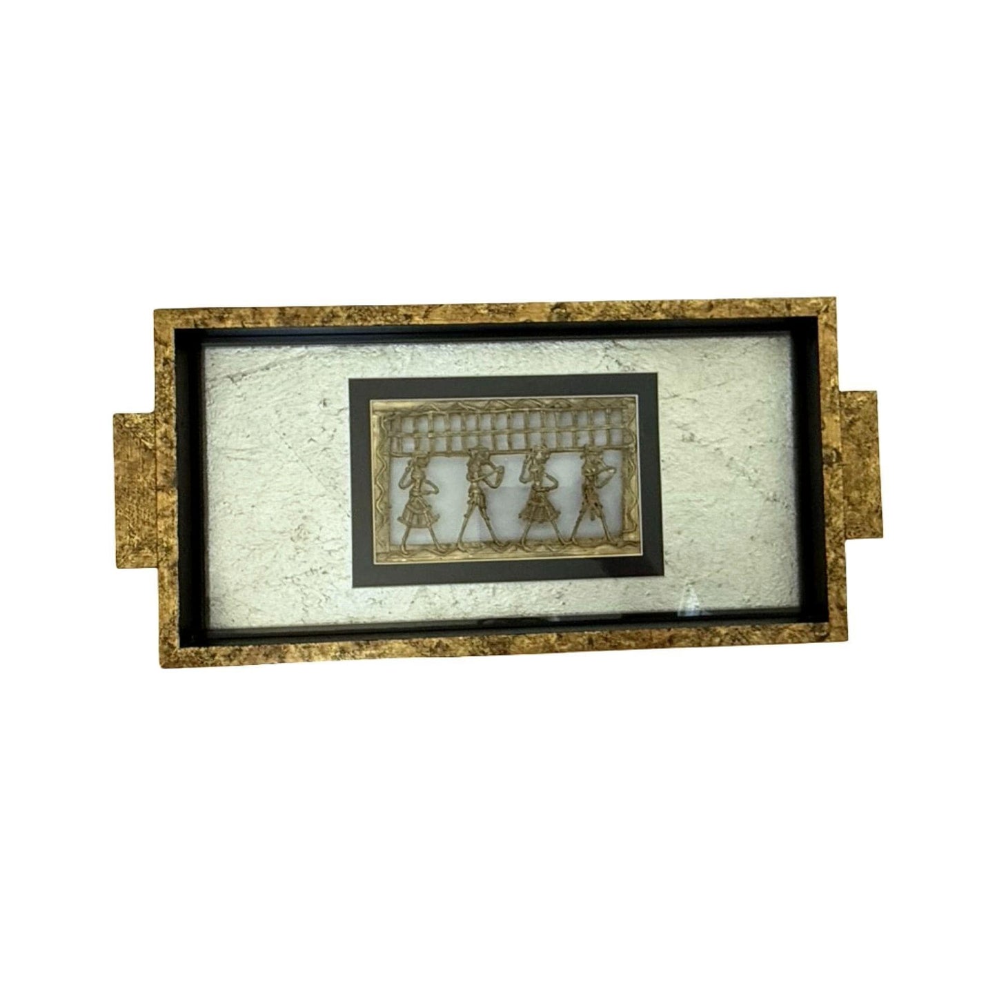 Bombay Tribal Art Tray/Wall Frame With Brass Detailing Unique Home Décor Piece