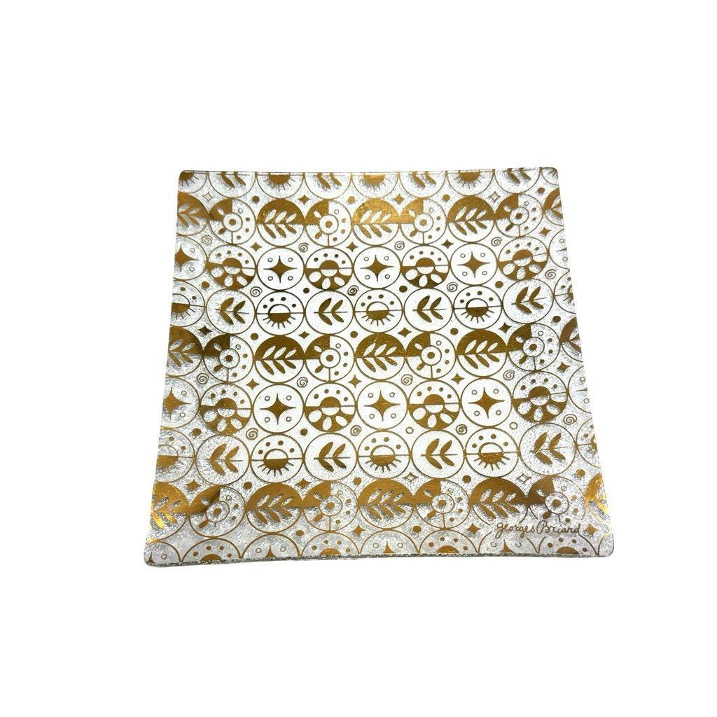 Georges Briard Forbidden Fruit Glass Decorative Square Tray/Plate 8'