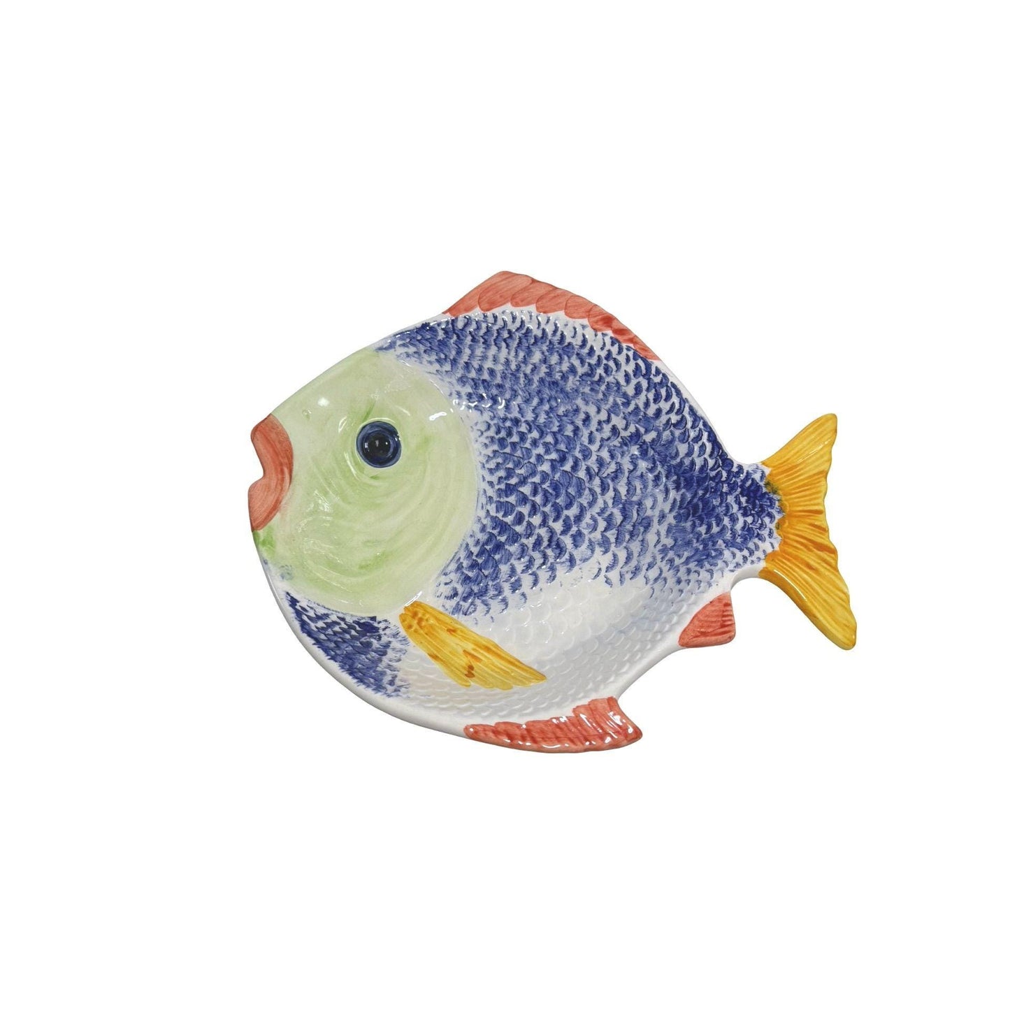 Hand-Painted Ceramic Fish-Shaped Bowl and Plate Vibrant Colors Made In Portugal