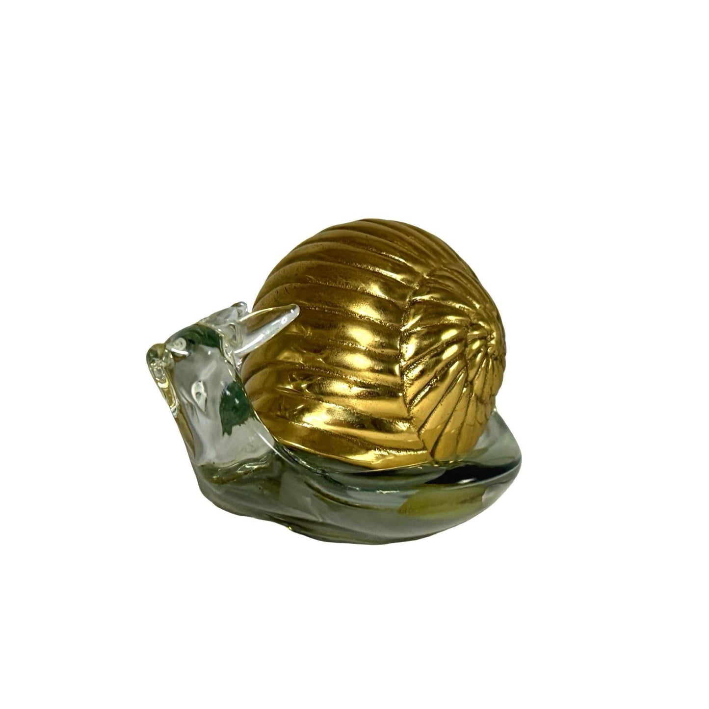 Brass & Glass Snail Figurine Sculpture Decorative Art Collectible 5x2.5 Inches