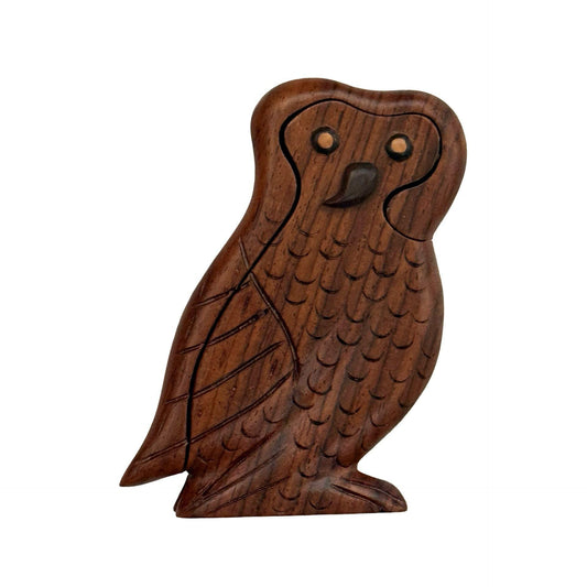 Wood Owl Puzzle Box Unique Decorative Vintage Gift