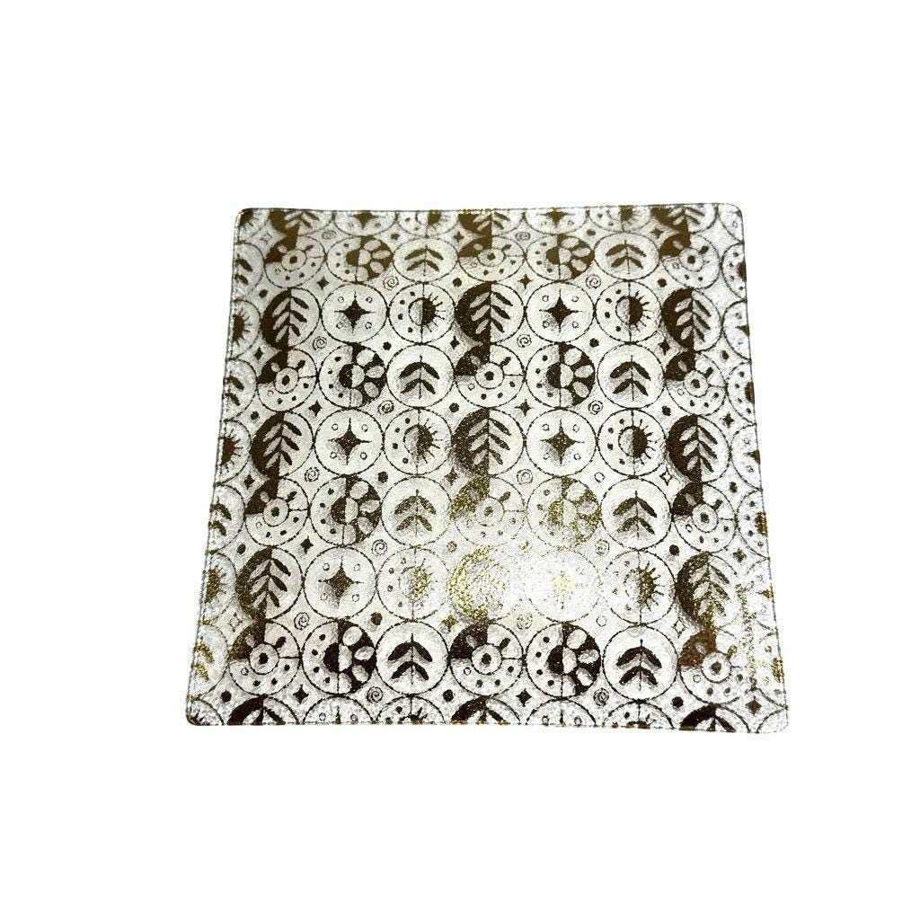 Georges Briard Forbidden Fruit Glass Decorative Square Tray/Plate 8'