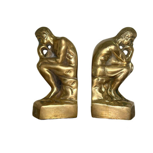 The Thinker Brass Bookend Pair Made In Korea Vintage Decorative Art