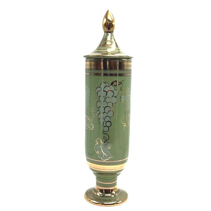Vintage Green & Gold Apothecary/Urn Grape Motif By Vee Jackson San Gabriel California