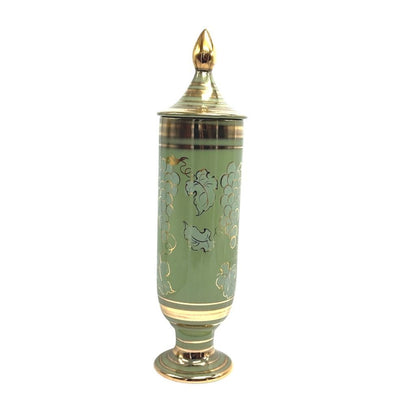 Vintage Green & Gold Apothecary/Urn Grape Motif By Vee Jackson San Gabriel California