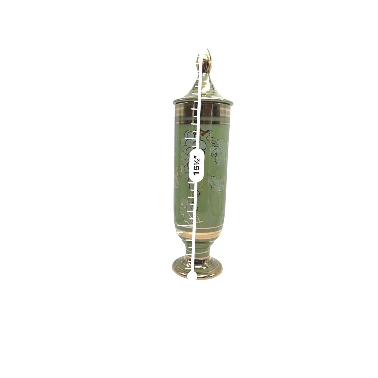 Vintage Green & Gold Apothecary/Urn Grape Motif By Vee Jackson San Gabriel California