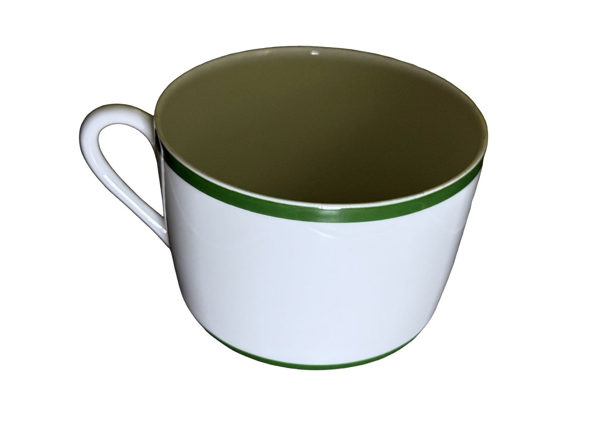 Profile view of New Florida Green Limoges porcelain cup