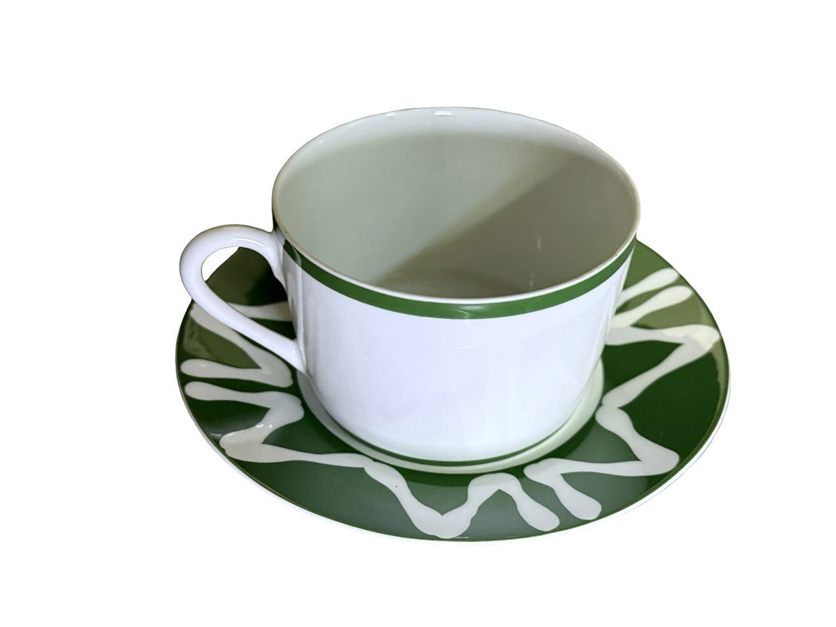Top view of New Florida Green cup and saucer pattern