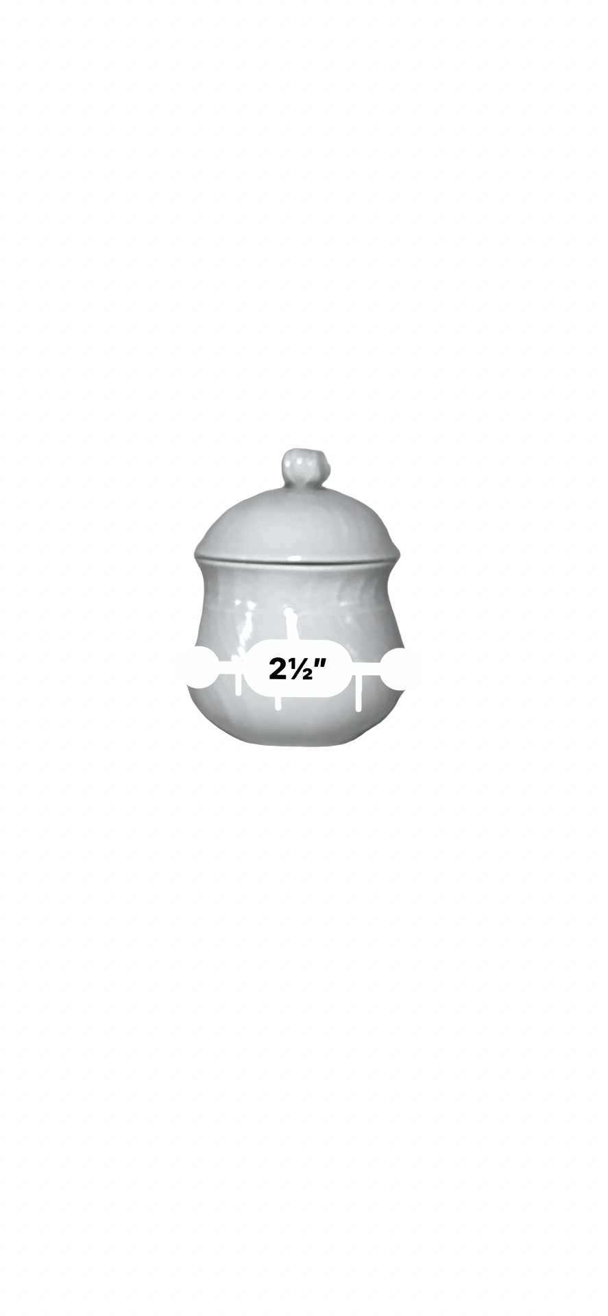 Approximate body diameter shown as two and one half inches