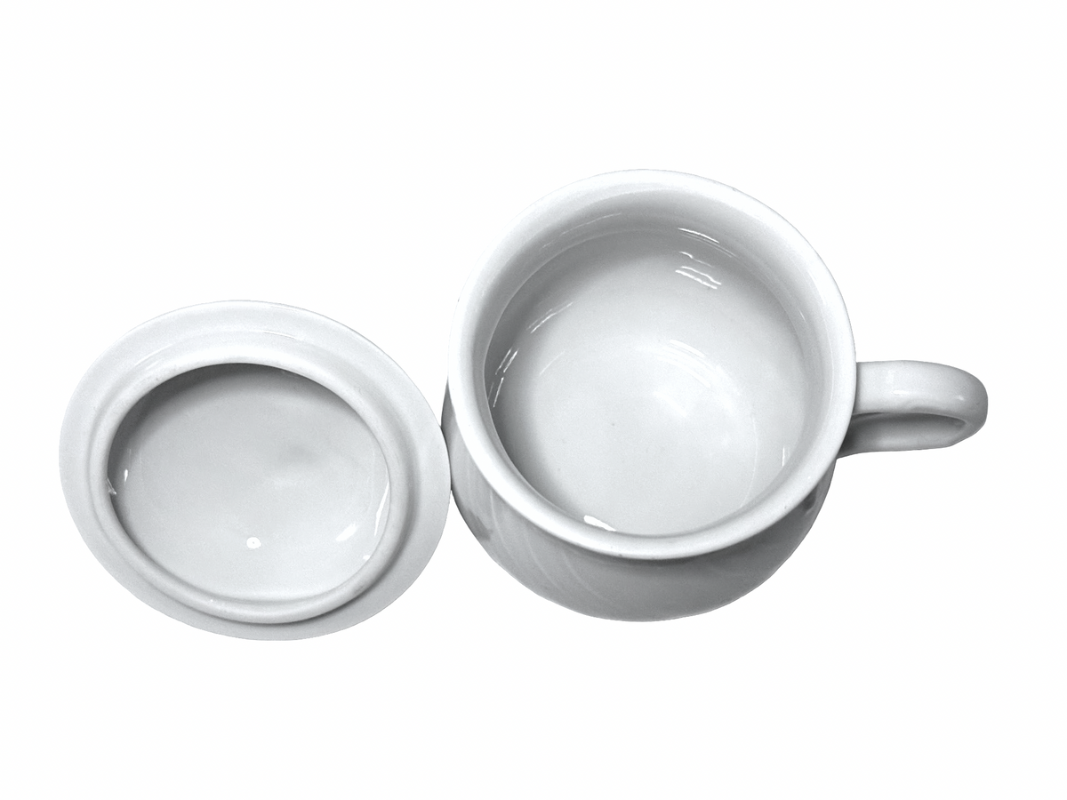 Interior of Richard Ginori pot de creme cup and underside of lid
