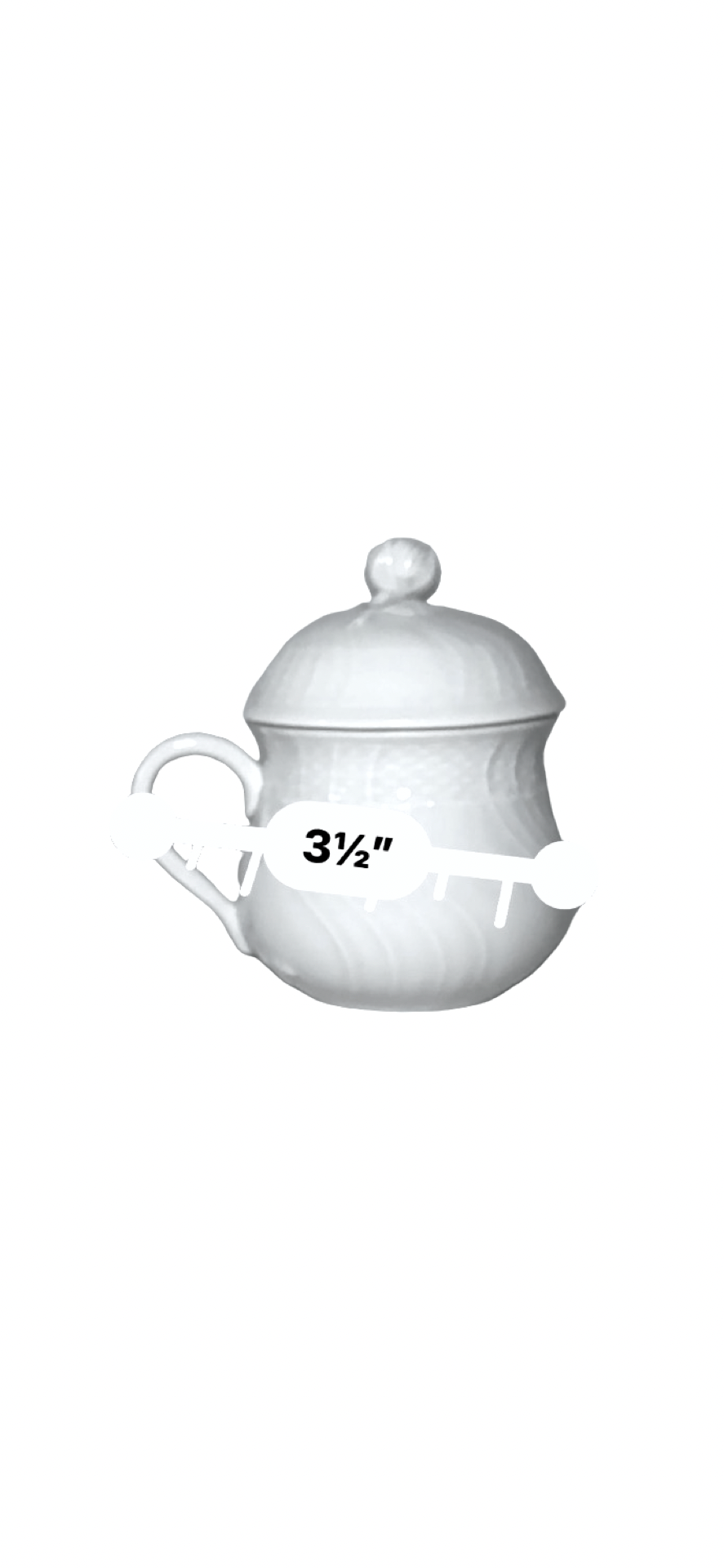 Approximate width including handle shown as three and one half inches