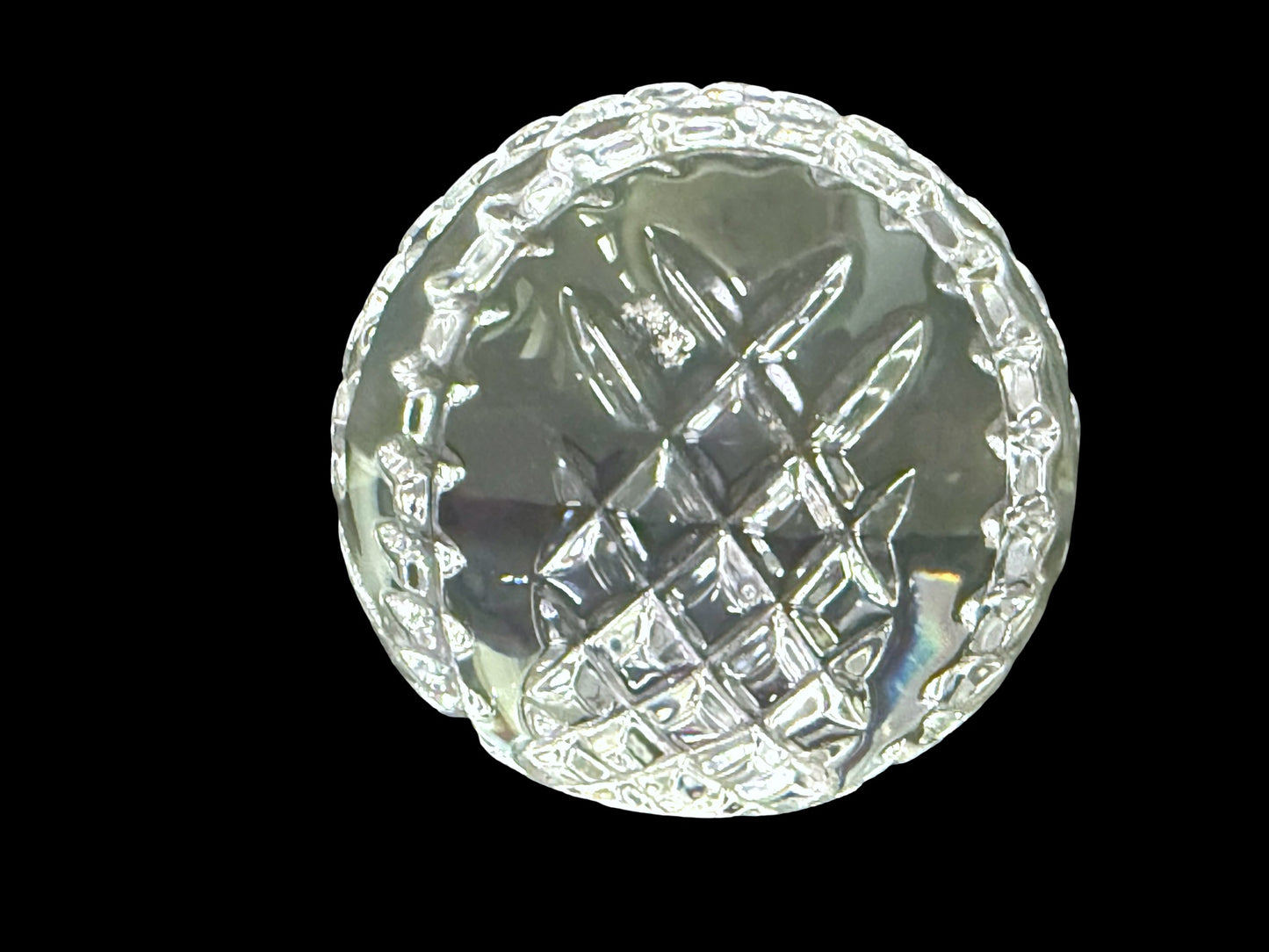 Waterford crystal paperweight underside with starburst cut