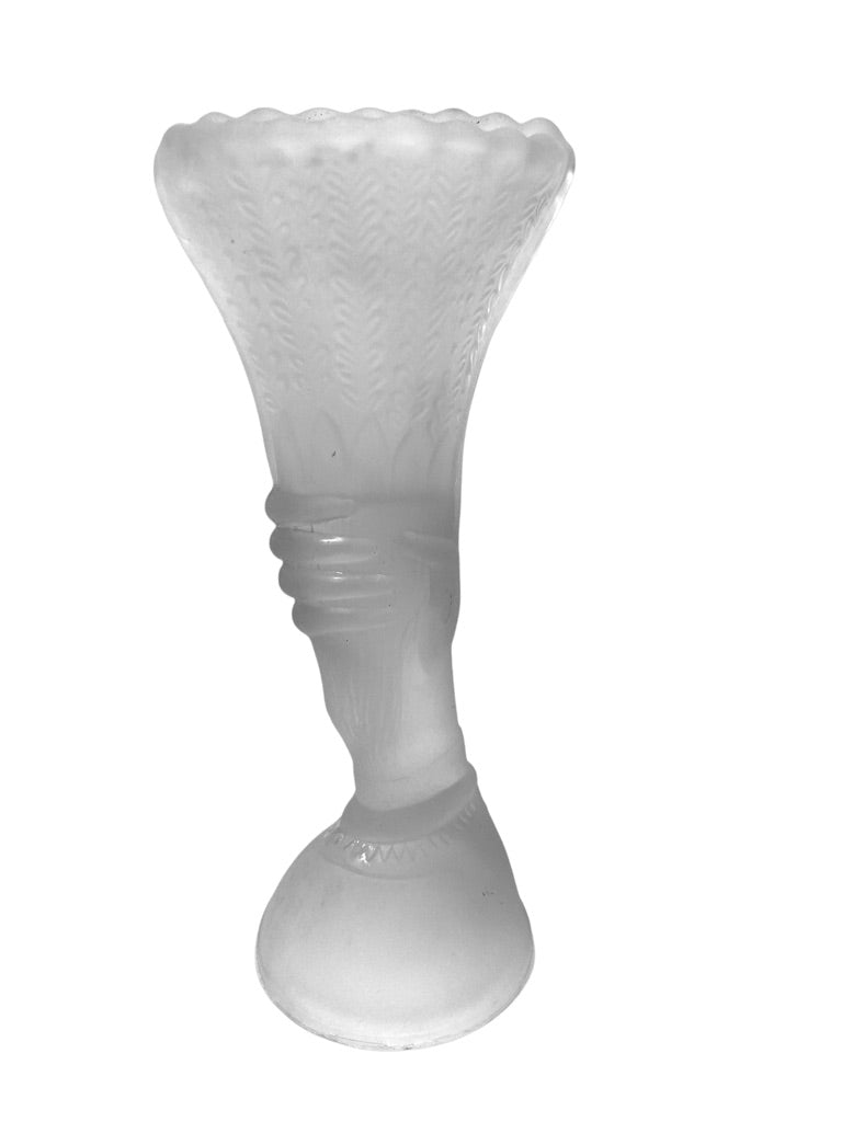 Gillinder and Son's Frosted Hand Holding Cornucopia Vase (Bud Vase for U.S. Centennial in 1876)