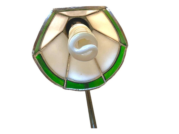 Vintage Mid 20th Century Gooseneck Slag Stained Glass Lily Lamp