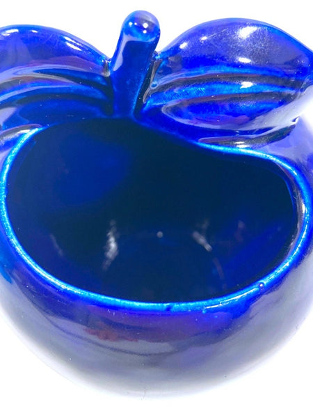 Vintage Red Wing Pottery - Blue Apple Shaped Planter