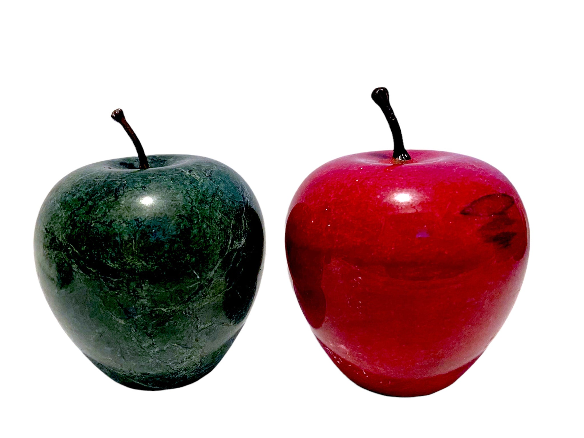 Vintage Red and Green Marble Apples - Set of 2