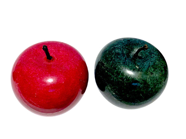 Vintage Red and Green Marble Apples - Set of 2