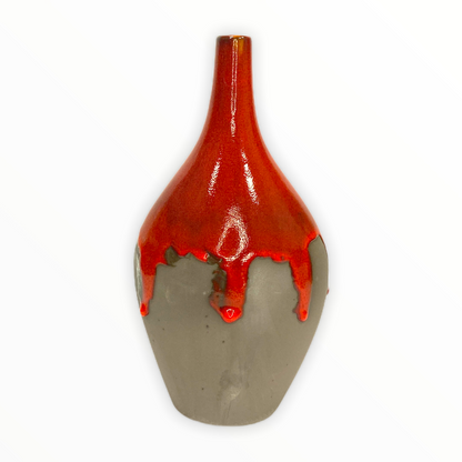 Red Dipped Gray Vase  (Medium Only)