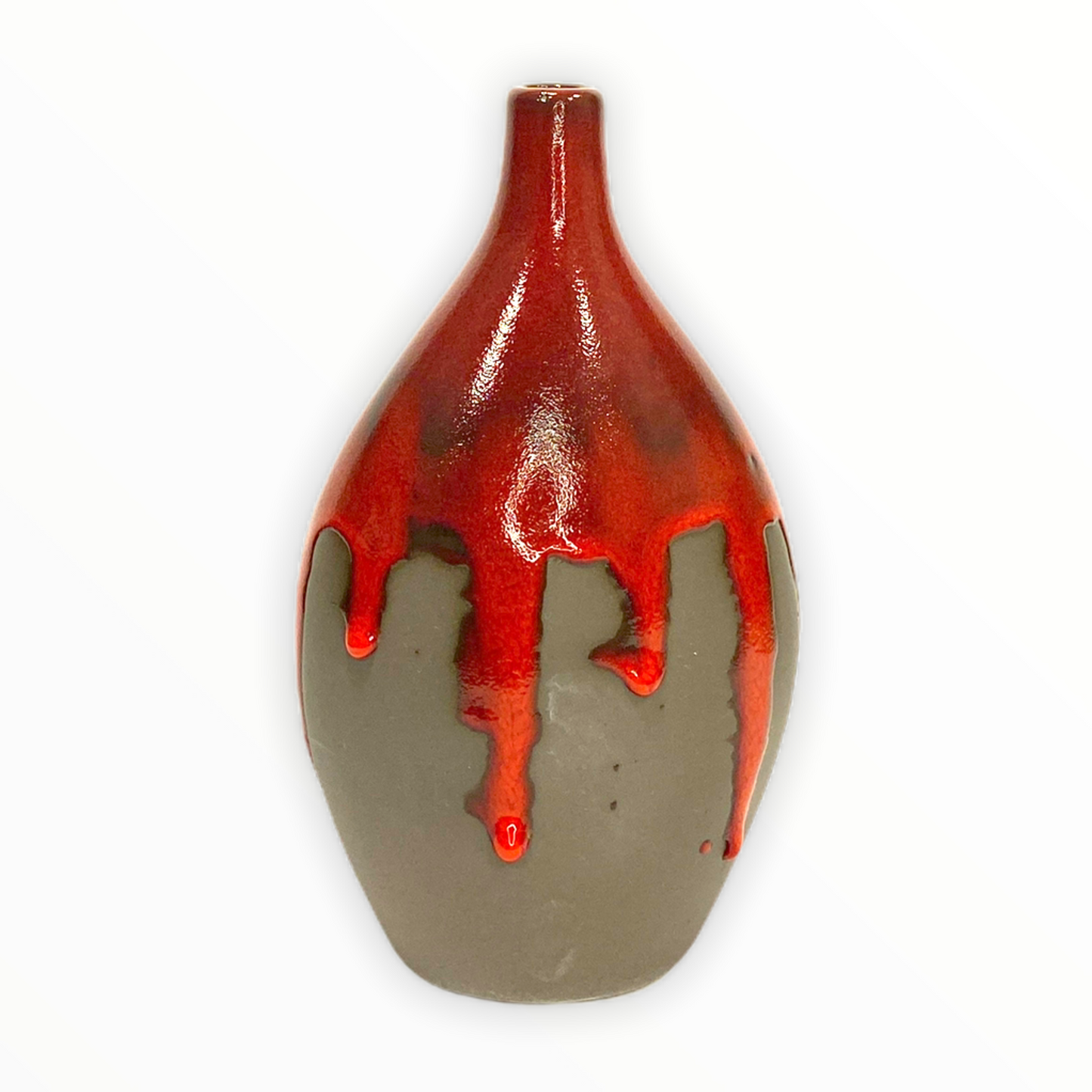 Red Dipped Gray Vase (Small Only)