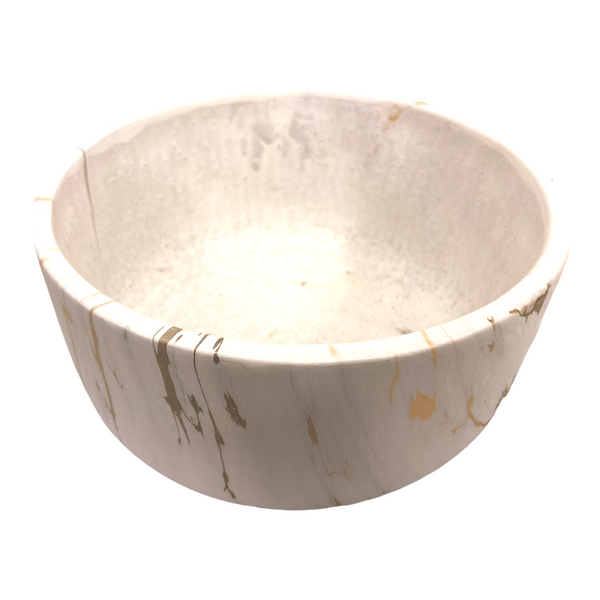 White Gilded Stone Decorative Bowl