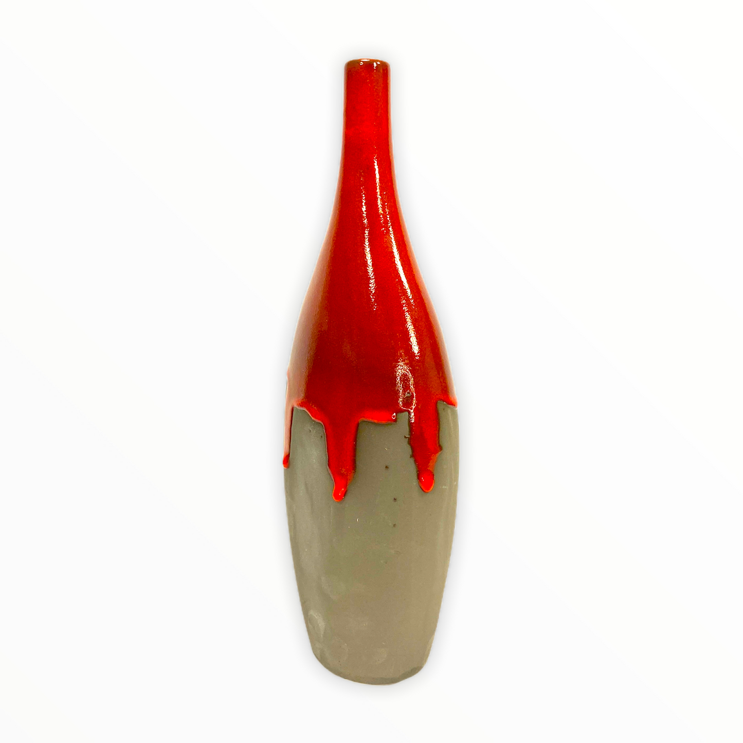 Red Dipped Gray Vase (Large Only)