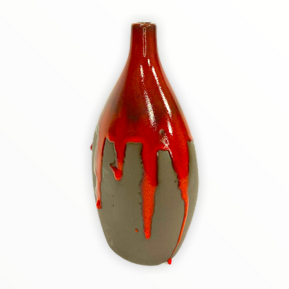 Red Dipped Gray Vase (Small Only)