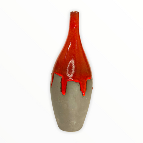 Red Dipped Gray Vase (Large Only)