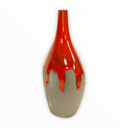 Red Dipped Gray Vase  (Medium Only)